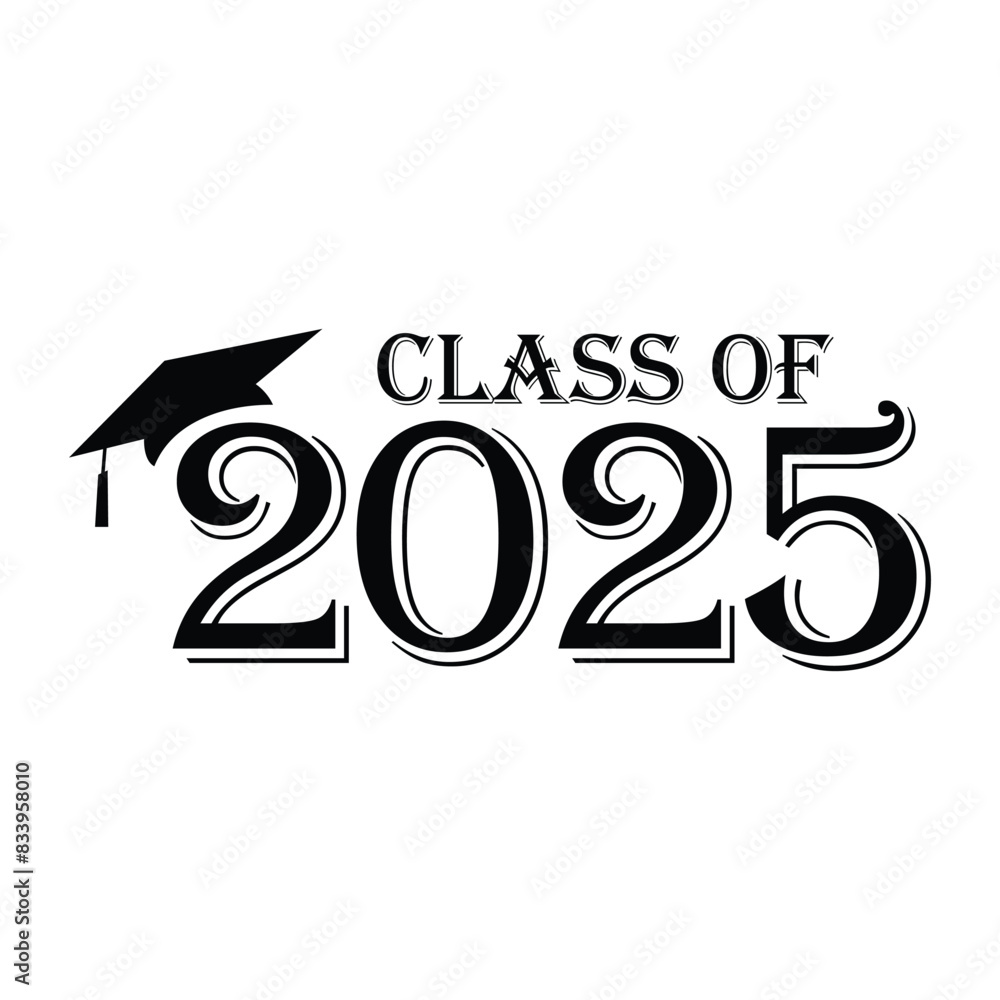 Class of 2025 typography design vector. Text for design, congratulation event, Tshirt, party