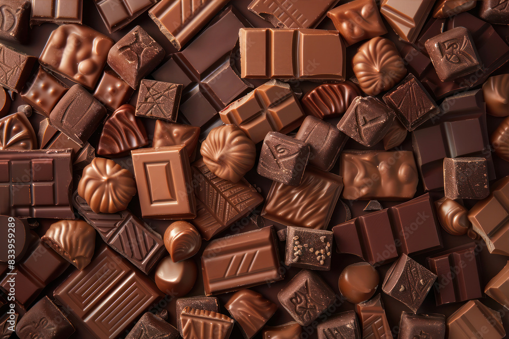 Fototapeta premium Chocolate background on the theme of World Chocolate Day