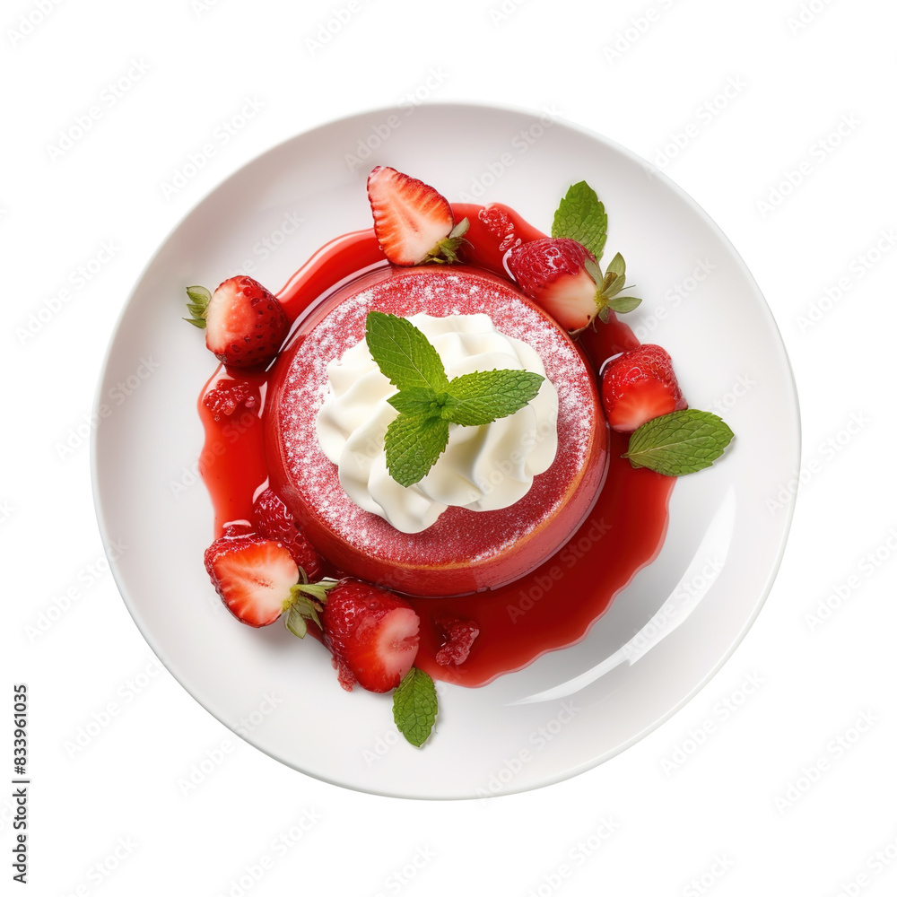 strawberry and cream isolated on transparent background, clipping path, png, strawberry and cream isolated on transparent background, clipping path, png,
