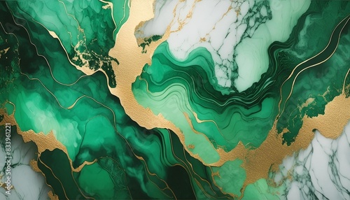 modern green marble with gold texture watercolor abstract background nordic emerald green and gold for decorative 3d painted artificial marbled surface generated ai