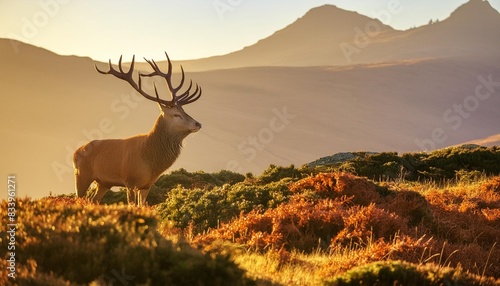 red deer stag in the golden morning light