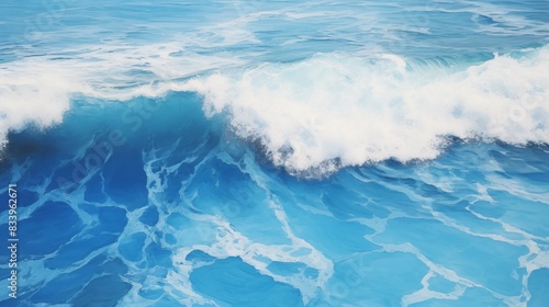 Dynamic And Powerful Ocean Wave Crashing in Vibrant Blue Sea