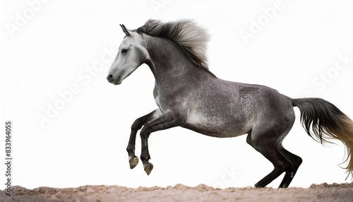 gray horse rearing up isolated on transparent background