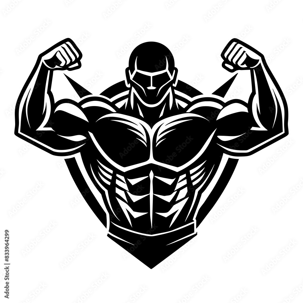 a minimalist muscle athlete logo vector illustration on a solid white background. Make sure the design is high resolution to capture every detail accurately