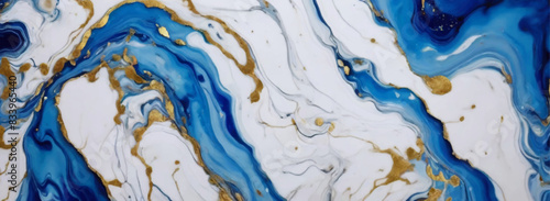 Luxurious marble resin geode and abstract functional art, watercolor geode painting. Abstract blue liquid watercolor background with golden foil texture. High resolution luxurious marble.