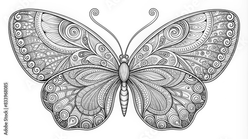 A butterfly with unique patterns, perfect for colouring books, textile designs or art projects.