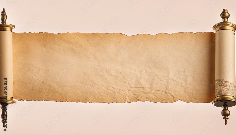 old paper horizontal banner parchment scroll isolated on white Stock