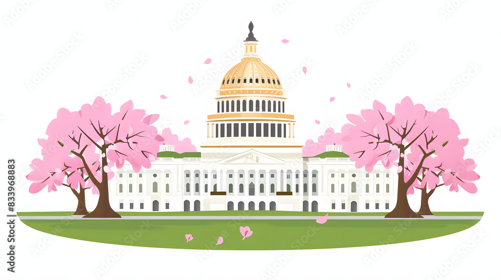 Capitol building at spring blossom magnolia tree, washington dc. u.s ...