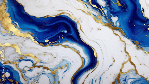 Luxurious marble resin geode and abstract functional art, watercolor geode painting. Abstract blue liquid watercolor background with golden foil texture. High resolution luxurious marble.