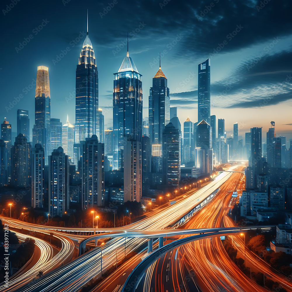 Fototapeta premium Smart city and abstract dot point connect with gradient line and aesthetic Intricate wave line design , big data connection technology concept .