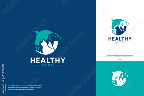 horse dog cat and bird logo, for pet health, doctor clinic, logo design illustration.