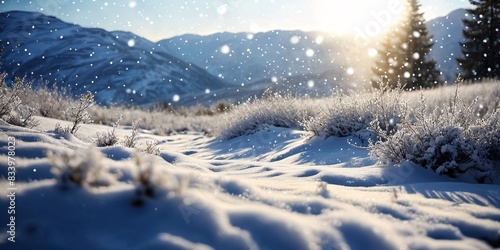 Wallpaper Mural Beautiful wide background of light snowfall falling over of snowdrifts. Torontodigital.ca