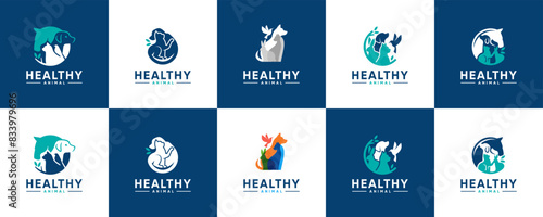 collection of pet healthcare logo, animal hospital, doctor, logo design inspiration.