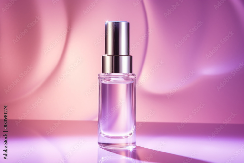 Elegant Perfume Bottle with Soft Pink and Purple Background Elegant Perfume Bottle with Soft Pink and Purple Background