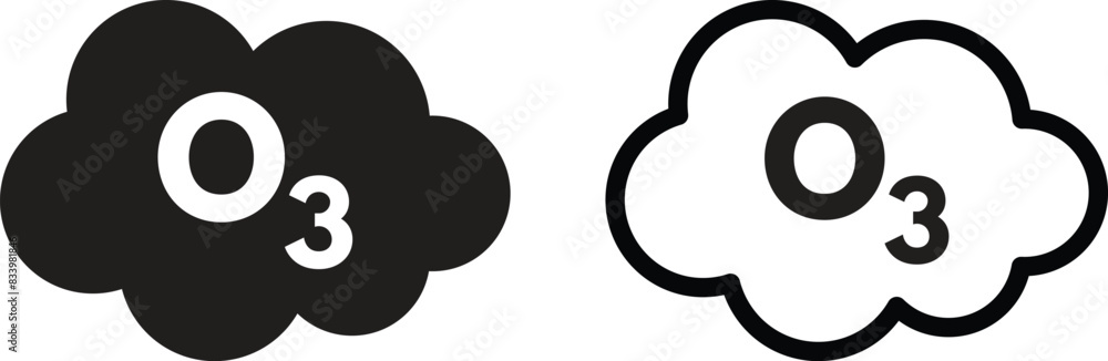 Ozone cloud icon set in two styles isolated on white background . Ozone icon vector Ozone cloud icon set in two styles isolated on white background . Ozone icon vector