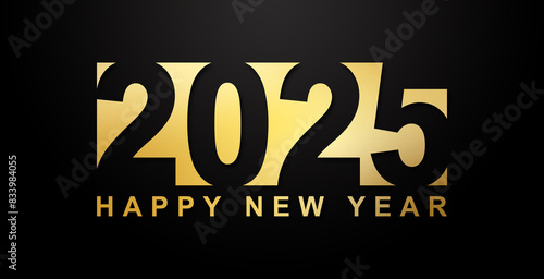 Golden number 2025 for happy new year. With luxury shiny line art numbers. Premium vector illustration for banner, poster, calendar and greeting happy new year 2025.