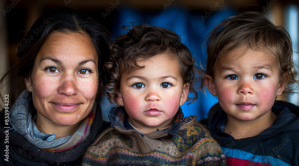 A happy multiracial family smiling together. Minimalistic Photo with copy space A happy multiracial family smiling together. Minimalistic Photo with copy space