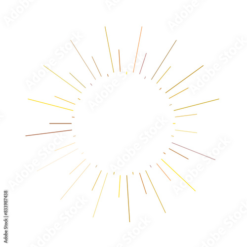An abstract transparent retro golden art deco sunburst shape design element.