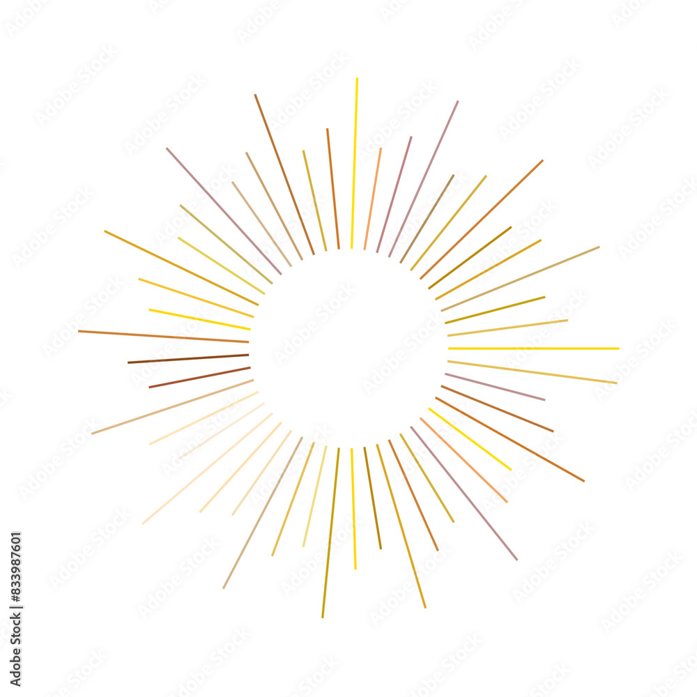 An abstract transparent retro golden art deco sunburst shape design element. An abstract transparent retro golden art deco sunburst shape design element.