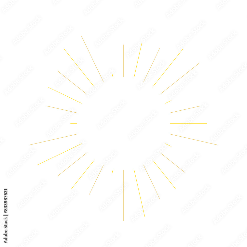 An abstract transparent retro golden art deco sunburst shape design element.