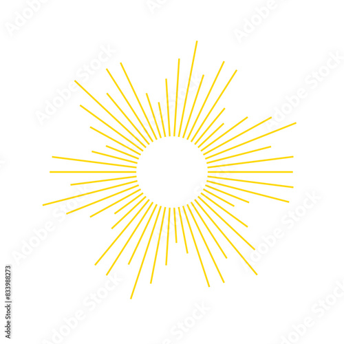 An abstract transparent retro golden art deco sunburst shape design element.