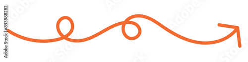 Curved orange arrow spiral sign symbol icon element shape isolated on white background