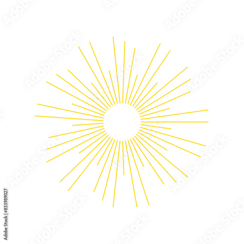An abstract transparent retro golden art deco sunburst shape design element.