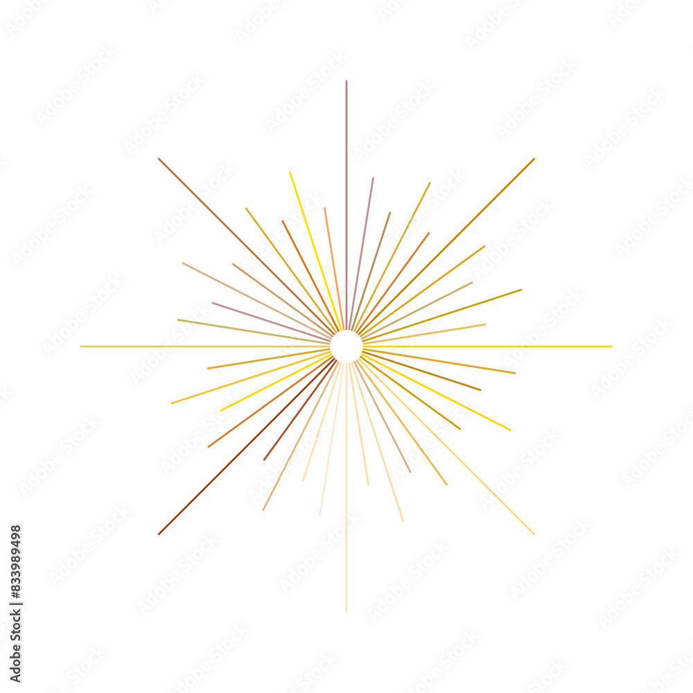 An abstract transparent retro golden art deco sunburst shape design element. An abstract transparent retro golden art deco sunburst shape design element.