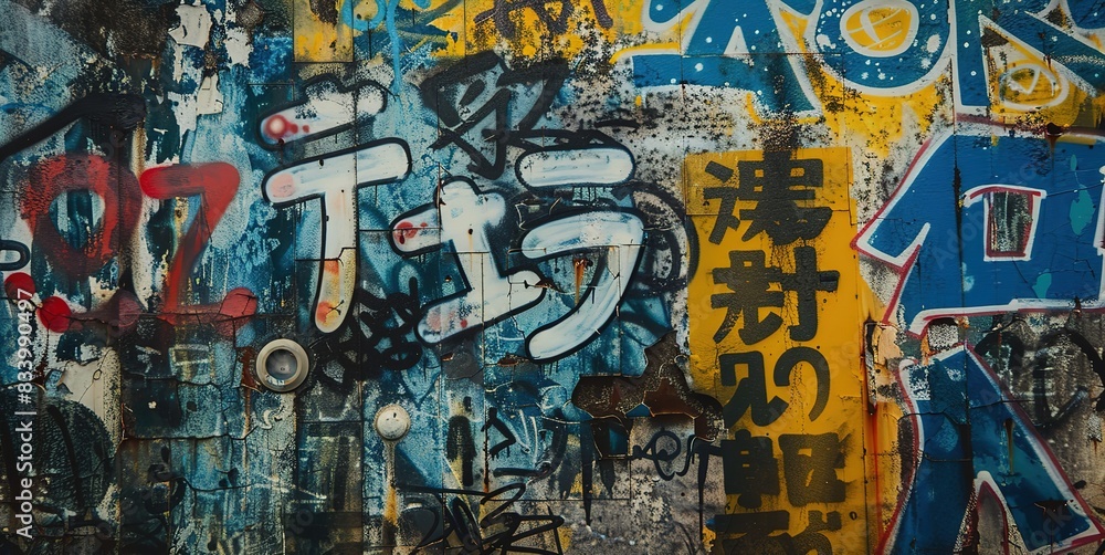 Fototapeta premium graffiti wall abstract background, Generative Ai not real photo, idea for artistic pop art background backdrop