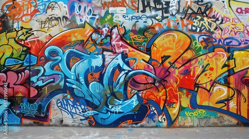graffiti wall abstract background, Generative Ai not real photo, idea for artistic pop art background backdrop	

