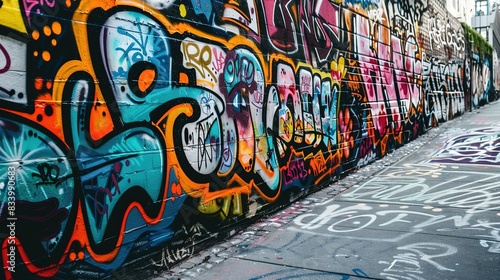wall of narrow passage full of  messy sketch painting, graffiti wall abstract background, Generative Ai not real photo, idea for artistic pop art background backdrop	
