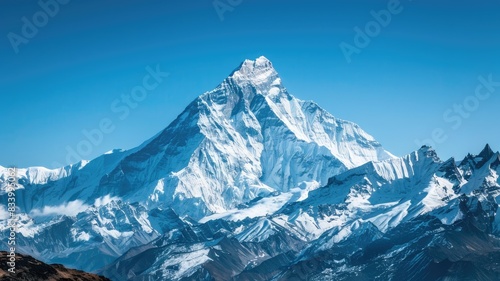 Wallpaper Mural Snow-covered solitary mountain peak standing tall against a clear blue sky. Torontodigital.ca