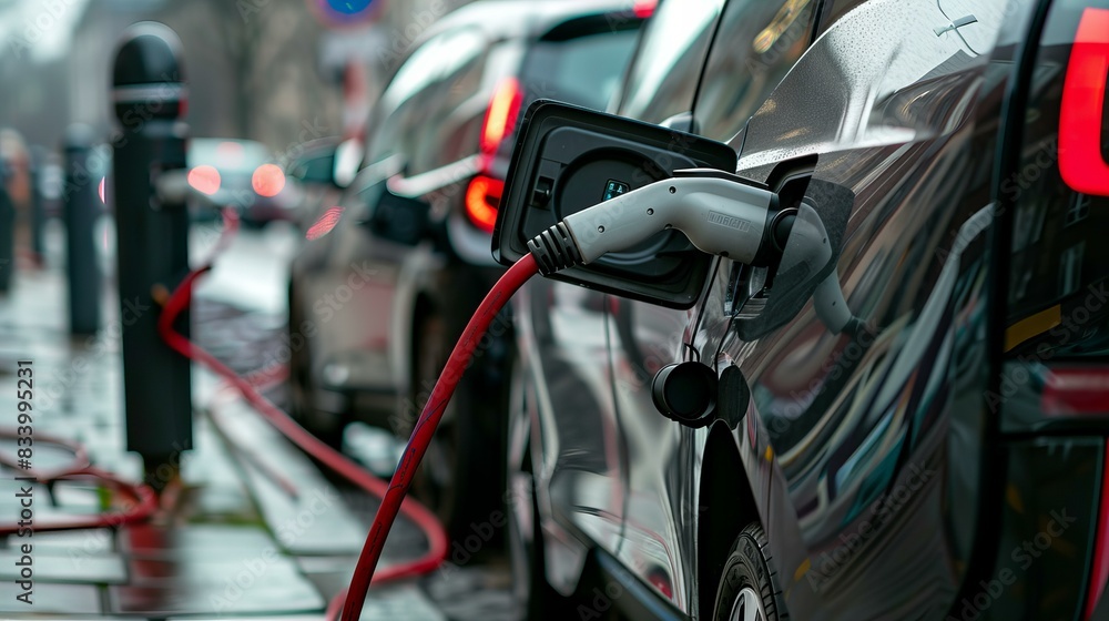 electric car charging, concept of eco-friendly transportation and EV mobility electric car charging, concept of eco-friendly transportation and EV mobility