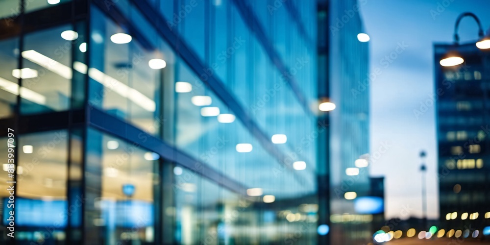 business office building with glass wall in a modern city in blue light and blurred background, business concept. business office building with glass wall in a modern city in blue light and blurred background, business concept.