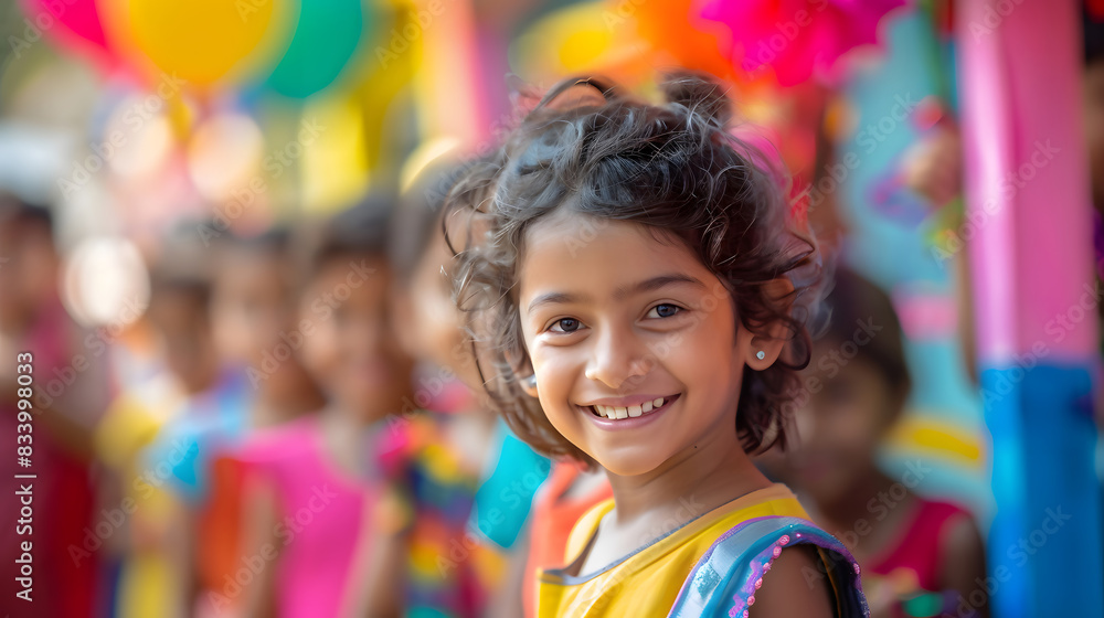Young girl at kids day event. AI-generated Young girl at kids day event. AI-generated