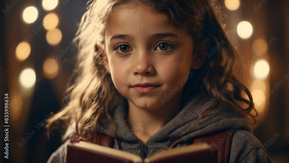 Close-up of a young kid with the Holy Bible in her hands. Close-up of a young kid with the Holy Bible in her hands.