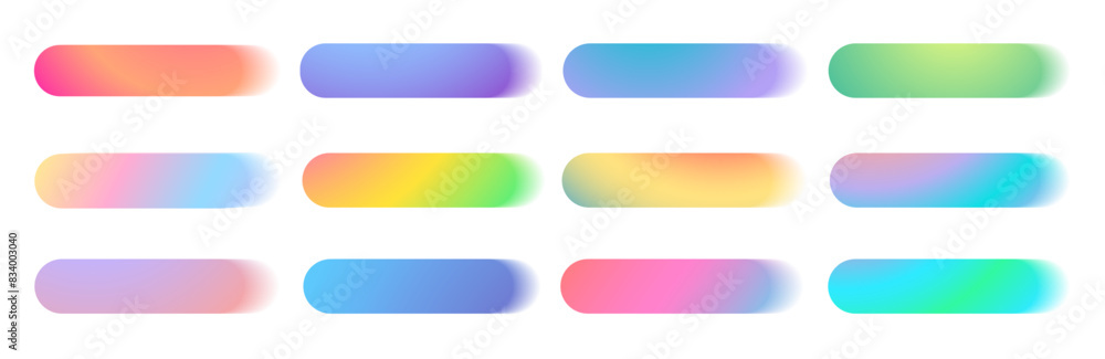 Gradient Web Buttons Set. Blank buttons for web site, UI, mobile devices. Vector illustration