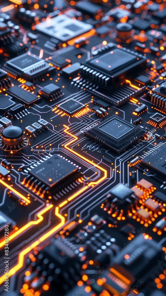 Craft a visually striking image featuring a surreal birds eye view of a giant circuit board stretching across the terrain Enhance the composition with captivating lighting effects Craft a visually striking image featuring a surreal birds eye view of a giant circuit board stretching across the terrain Enhance the composition with captivating lighting effects
