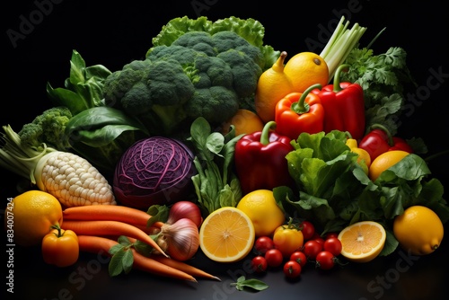 vegetable set on a black background