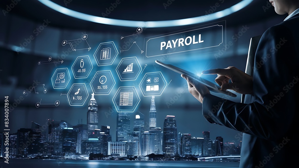 Obraz premium Payroll Business finance concept on virtual screen.