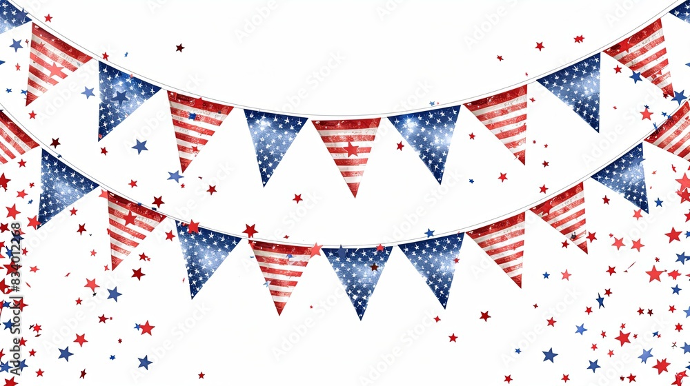 Patriotic Bunting with American Flags and Stars Patriotic Bunting with American Flags and Stars