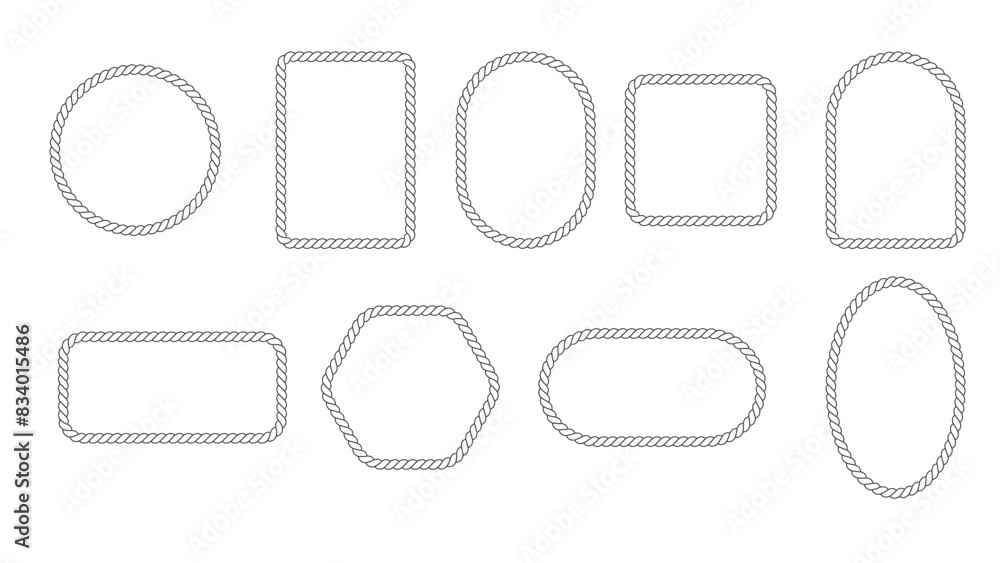 Set of different shape rope frame vector