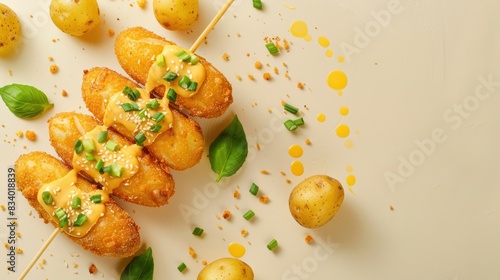 Korean-style chunky potato corn dogs.
 photo