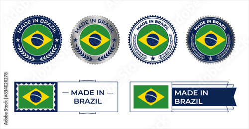 Brazil Flag, Brazil Flag Stamp, Made in Brazil. Brazil Verified, Country Flag Stamp, Verified, Certified, Made in, Tag, Seal, Stamp, Silver, Flag, Icon vector.