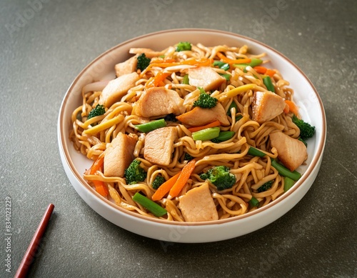 Stir-fried Noodles with Chicken and Vegetable Chow Mein