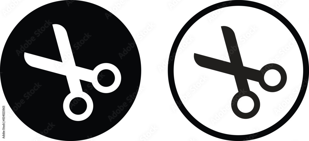 Scissor icon set in two styles isolated on white background . Vector illustration Scissor icon set in two styles isolated on white background . Vector illustration