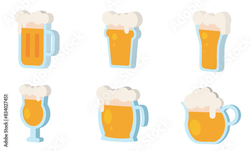 3D Beer glass icons set Vector