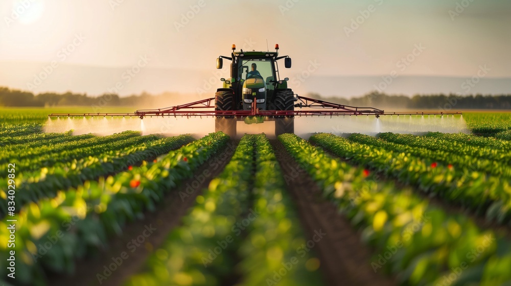Tractor Spraying Water on Field Tractor Spraying Water on Field
