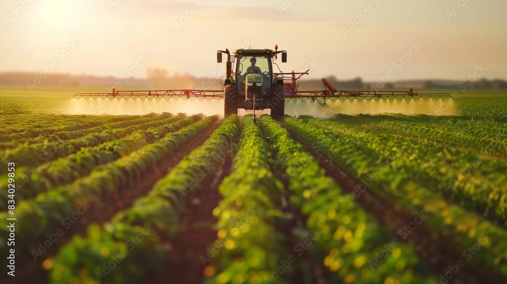 Tractor Spraying Pesticide on Field Tractor Spraying Pesticide on Field