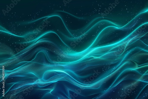 Nighttime abstract background with blue-green neon gradient